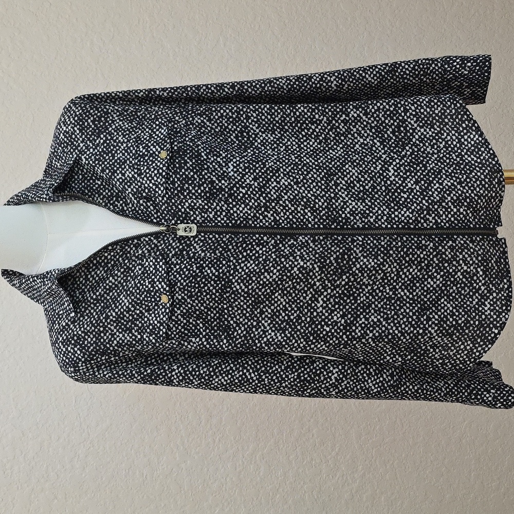 Michael Kors Black and White Zip-Up Jacket Top Size Small